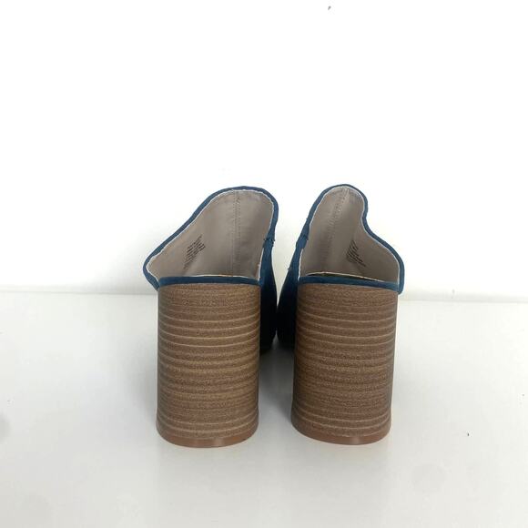 Kenneth Cole Reaction Indigo Blue Top Notch Perforated Chunky Heel Mule Size 8 - Picture 7 of 10